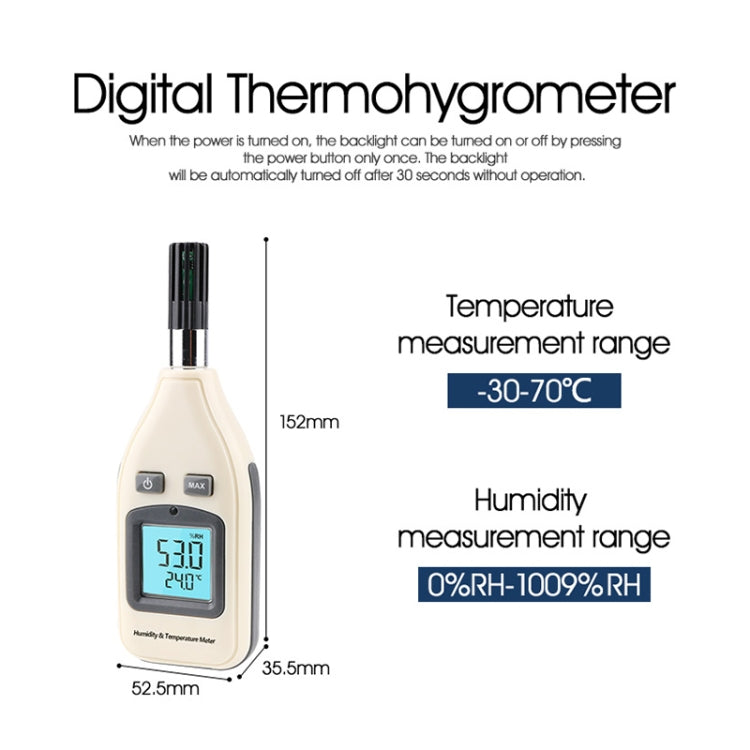 BENETECH GM1362 1.45 Inch Screen Digital Humidity & Temperature Meter