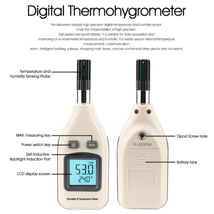 BENETECH GM1362 1.45 Inch Screen Digital Humidity & Temperature Meter