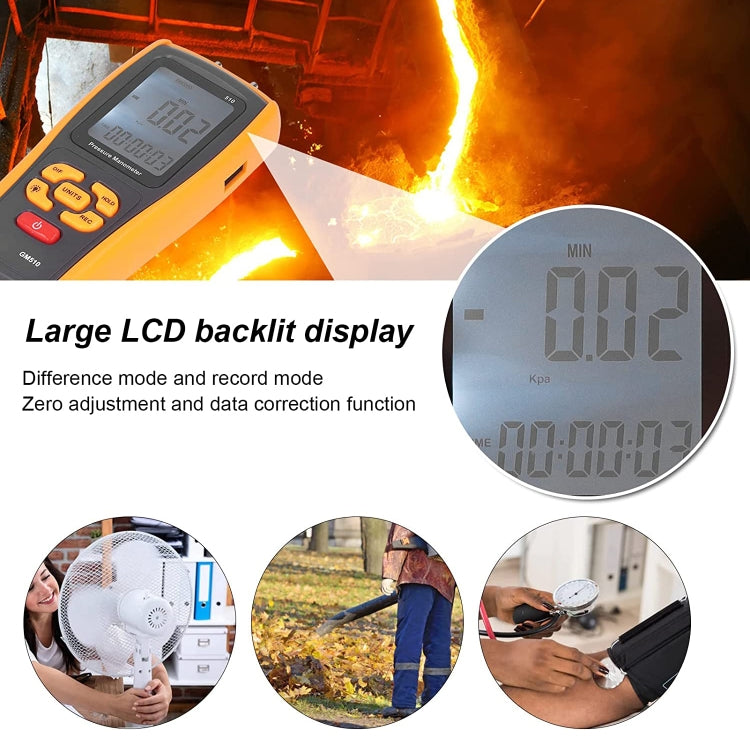 BENETECH GM510 LCD Display Pressure Manometer