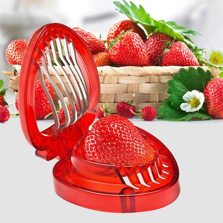 Kitchen Tool Plastic Strawberry Slicer Fruit Knife with Stainless Steel Blade