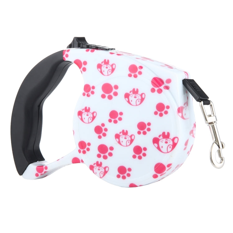 5m Pink Dog Footprint Pattern Easy Operation Retractable Dog Leash