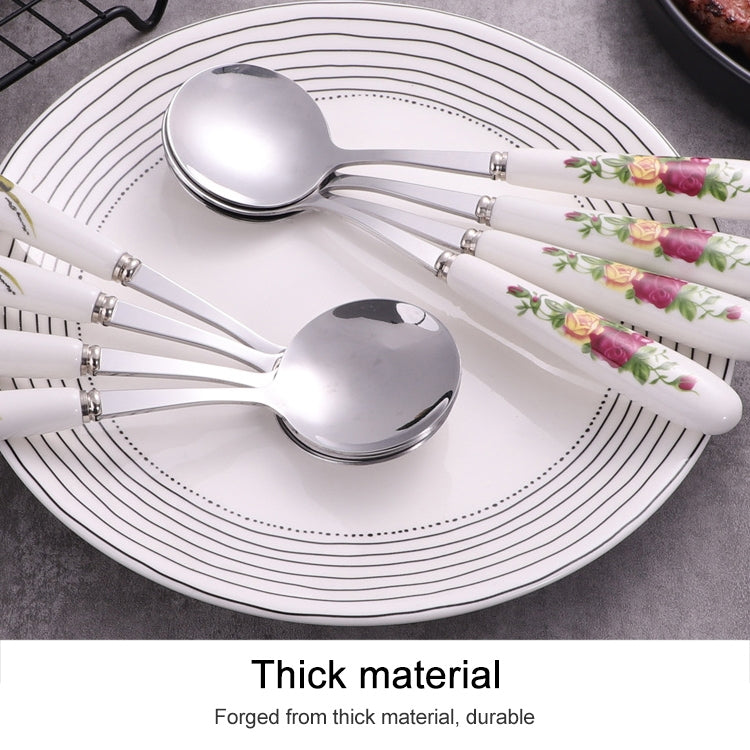 Ceramic Handle Stainless Steel Spoon + Fork Set
