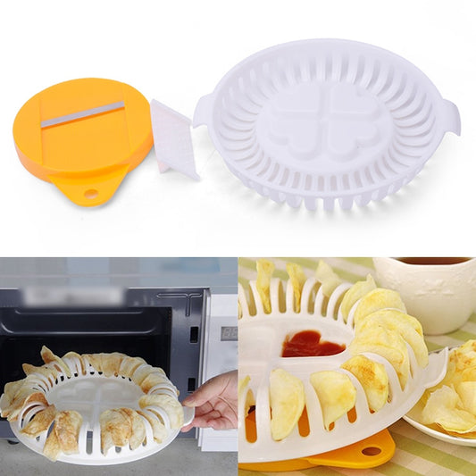 DIY Microwave Oven Baked Potato Chips Homemade Maker Machine Device with Slicer & Plate