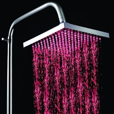 Square Temperature Sensor 3-Color (Blue / Pink / Red) LED Showerhead