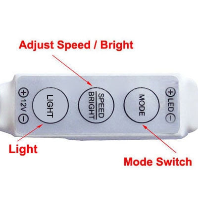 3 Keys Mini Controller Dimmer for 3528 / 5050 SMD Single Color LED Strip Light with DC Connector, DC 12V