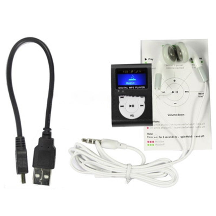 TF / Micro SD Card Slot MP3 Player with LCD Screen, Metal Clip