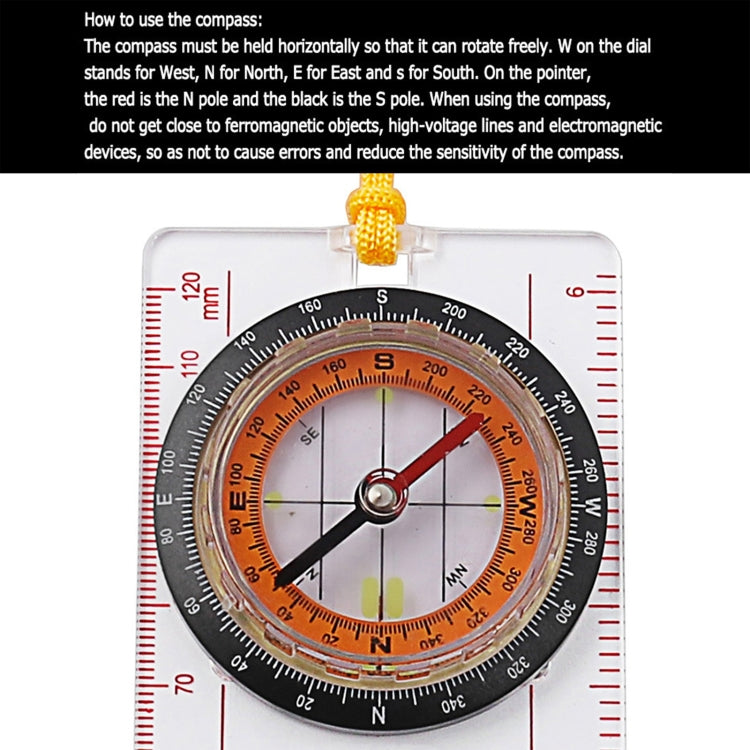 2 in 1 Compass with Map Measuring Ruler Lanyard Emergency Survival Tool