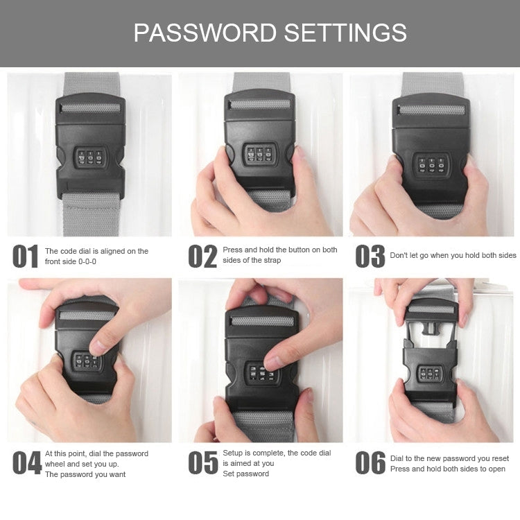 Luggage Strap Cross Belt Adjustable Packing Band Belt Strap with Password Lock for Luggage Travel Suitcase