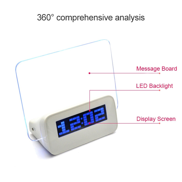 Multifunction LCD Digital Alarm Clock Thermometer + 4-Port USB HUB + Message Board with Blue or Green LCD backlight