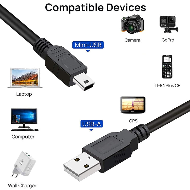 USB 2.0 AM to Mini 5pin USB Cable, Length: 1.5m