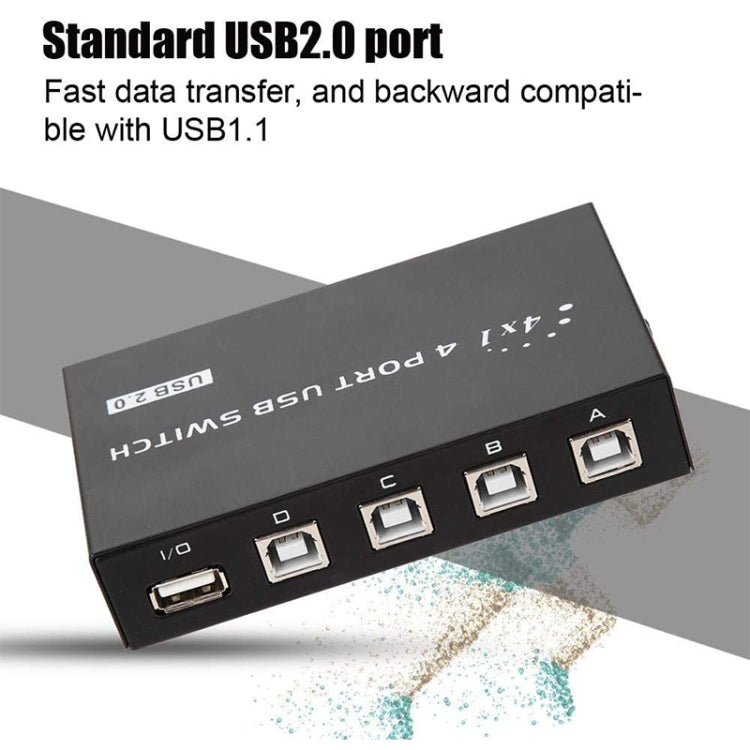 FENGJIE FJ-IA4B-C 4 Ports High Speed USB 2.0 Key-Press Switcher Share Switch Box for PC Computer Scanner Printer