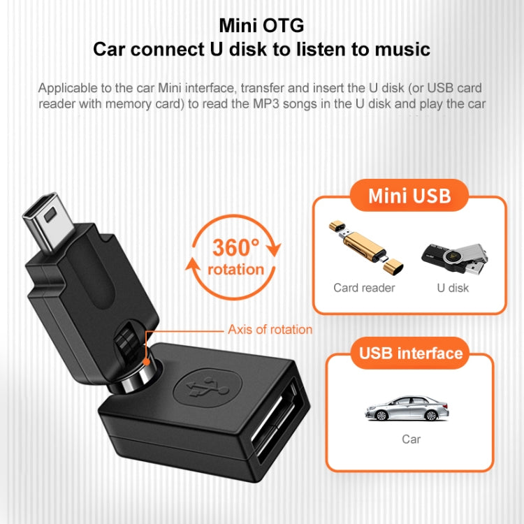 High Quality USB 2.0 AF to OTG Mini USB Adapter, Support 360 Degree Rotation