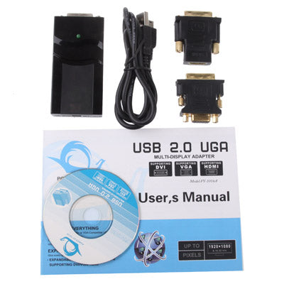 USB 2.0 to DVI / VGA / HDMI Display Adapter, Support Full HD 1080P, Expandable up to 6 Display Units
