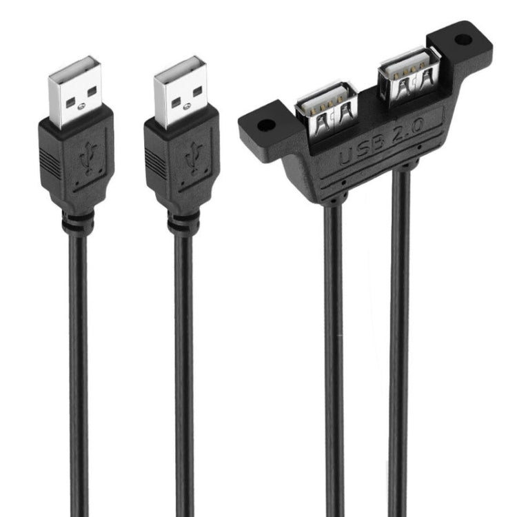 2 USB 2.0 Male to 2-port USB 2.0 Female with 2 Screw Holes Extension Cable, Length: 50cm
