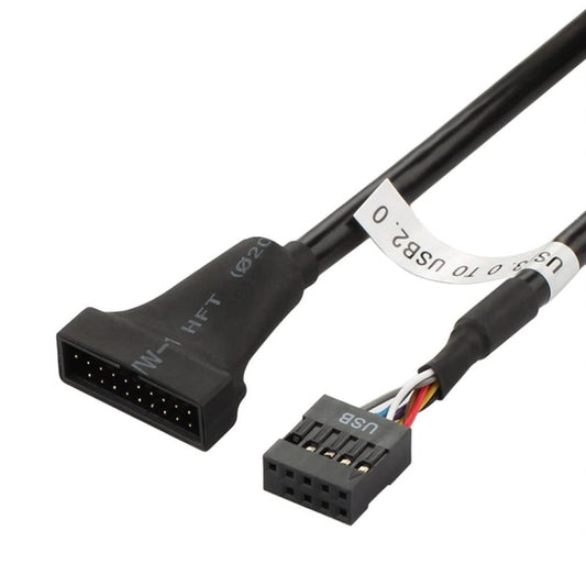 USB 2.0 9Pin Motherboard Female to USB 3.0 19Pin Housing Male Adapter Cable, Length: 15cm
