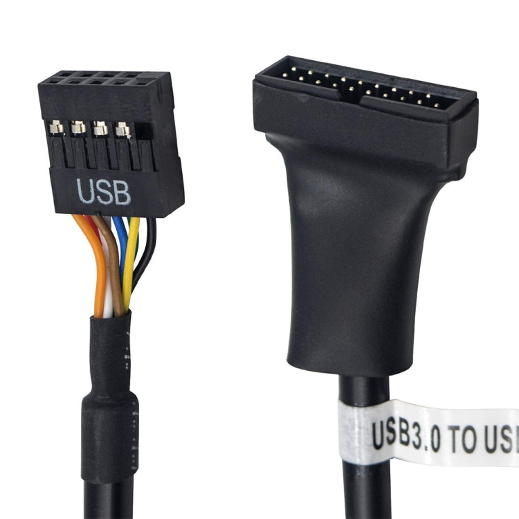 USB 2.0 9Pin Motherboard Female to USB 3.0 19Pin Housing Male Adapter Cable, Length: 15cm