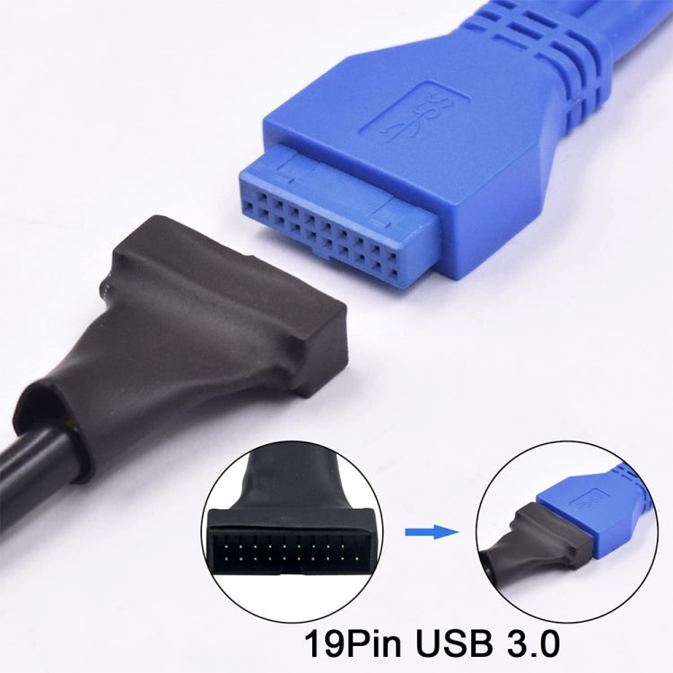 USB 2.0 9Pin Motherboard Female to USB 3.0 19Pin Housing Male Adapter Cable, Length: 15cm