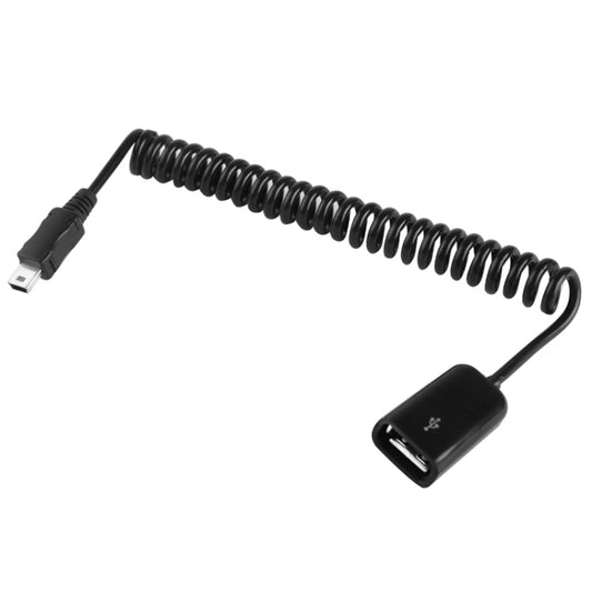 Mini 5-pin USB to USB 2.0 AF Coiled Cable / Spring Cable with OTG Function, Length: 22cm (can be extended up to 85cm)