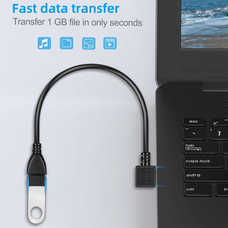 90 Degree USB 2.0 AM to AF Adapter Cable, Length: 25cm