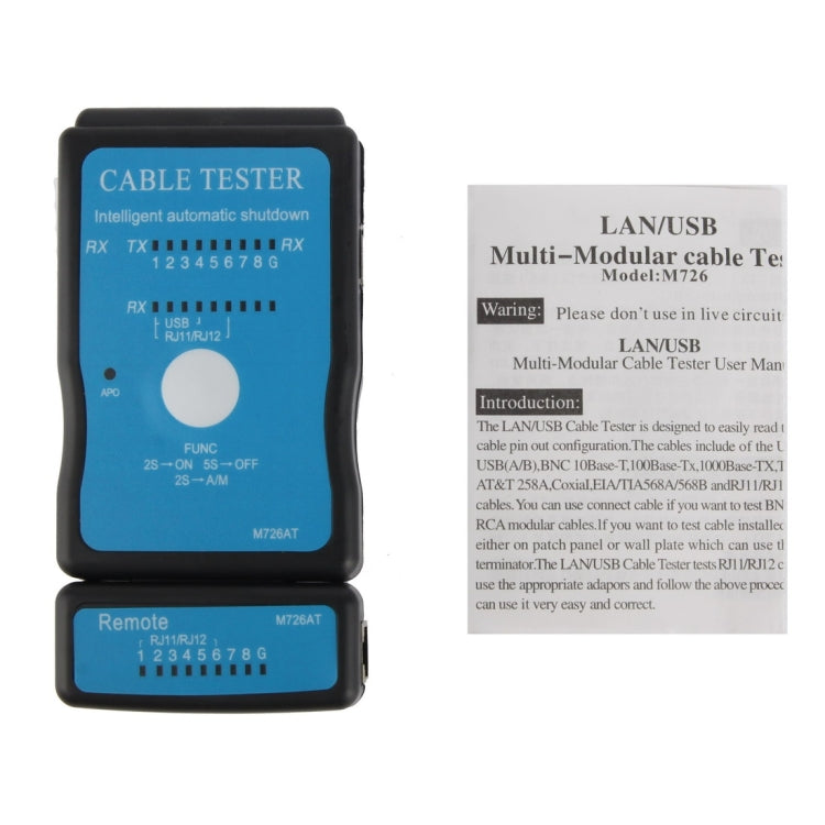 USB Cable, RJ45 and RJ11 Multifunction Network Cable Tester