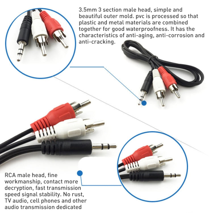 Good Quality Jack 3.5mm Stereo to RCA Male Audio Cable, Length: 5m
