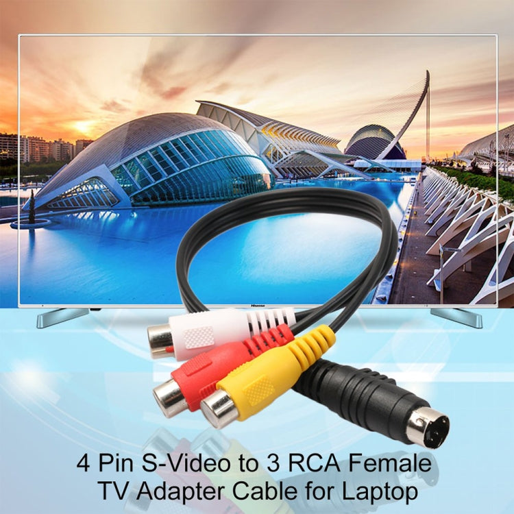 4-pin S-Video TV to RCA Converter AV female Cable Adapter, Length: 20cm