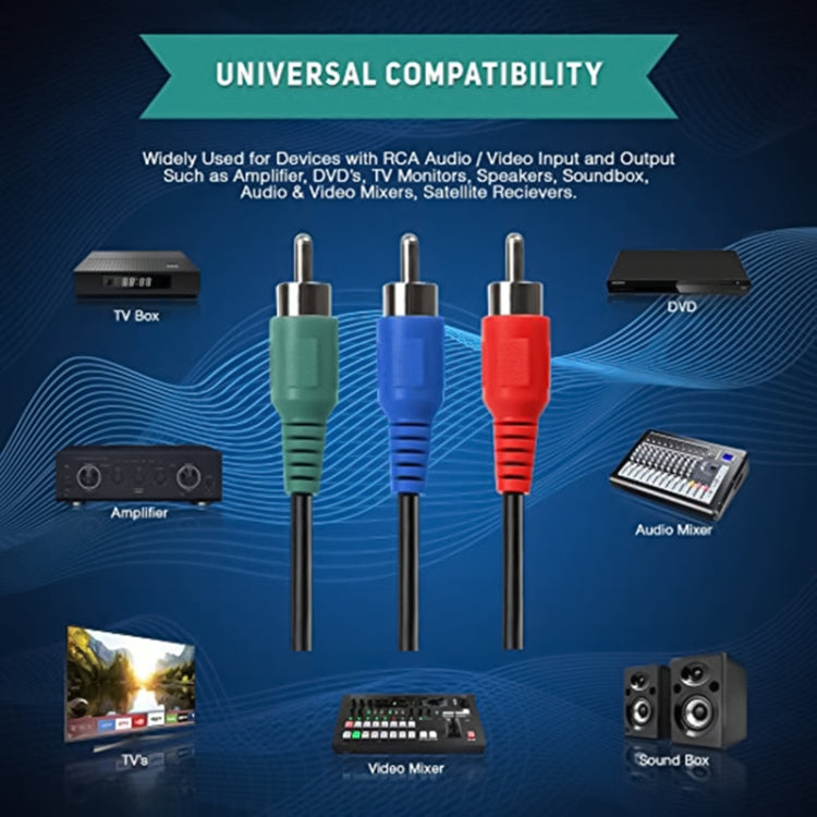 AV 3 RGB Male To 3 RGB Male Cable, Length: 1.5m