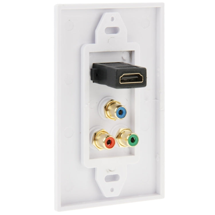 HDMI Female Plug + 3 RCA Female Plugs Wall Plate Panel