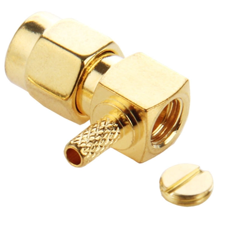 10 PCS Gold Plated Crimp SMA Male Plug 90 Degree Right Angle RF Connector Adapter for RG174 / RG316 / RG179 Cable