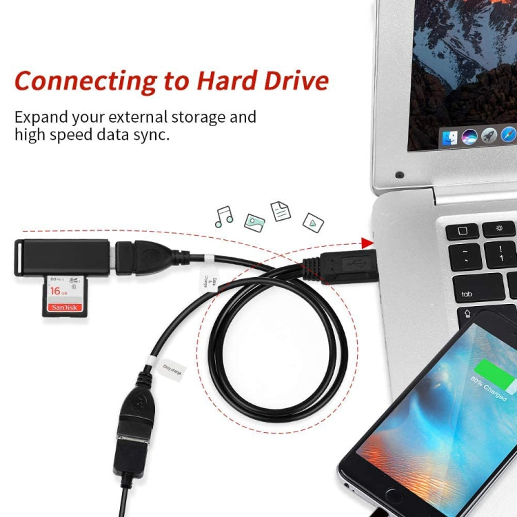 USB 2.0 Male to 2 Dual USB Female Jack Adapter Cable for Computer / Laptop, Length: About 30cm