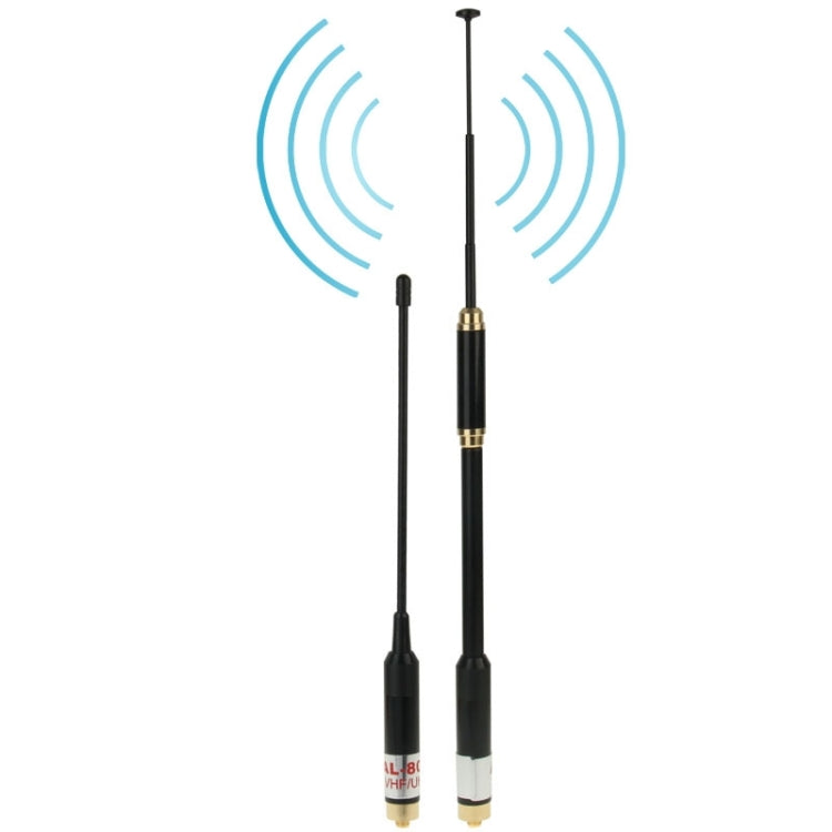 AL-800 Dual Band 144/430MHz High Gain SMA-F Telescopic Handheld Radio Dual Antenna for Walkie Talkie, Antenna Length: 22cm / 86cm