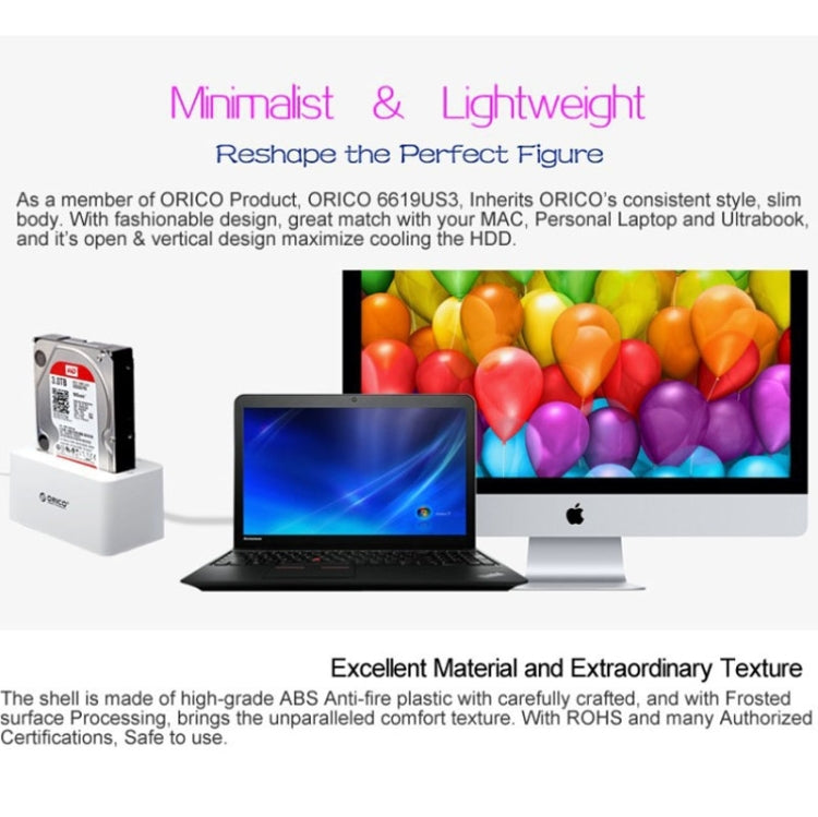 ORICO 6619US3 5Gbps Super Speed USB 3.0 to SATA Hard Drive Docking Station for 2.5 inch / 3.5 inch Hard Drive