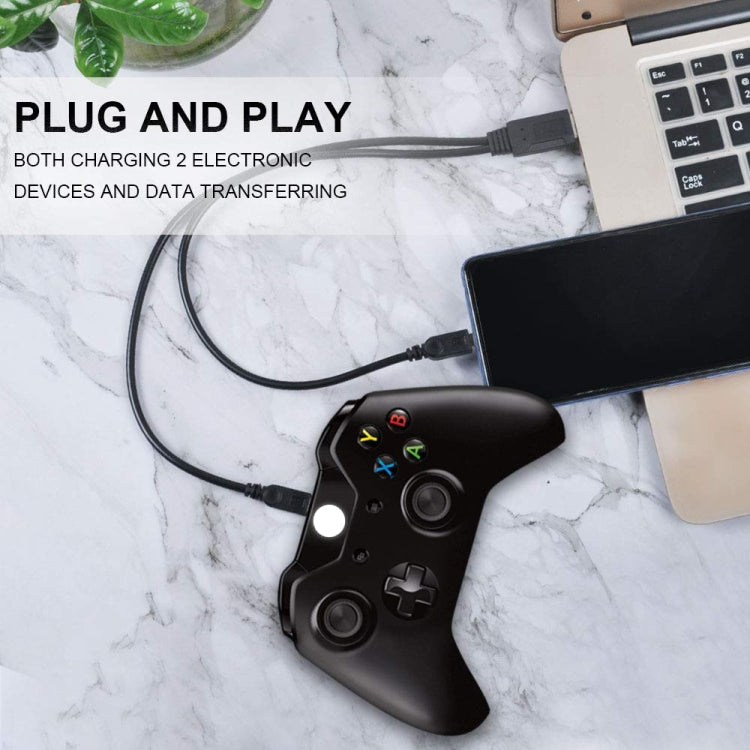 USB 2.0 Male to 2 Micro USB Male Cable, Length: About 30cm