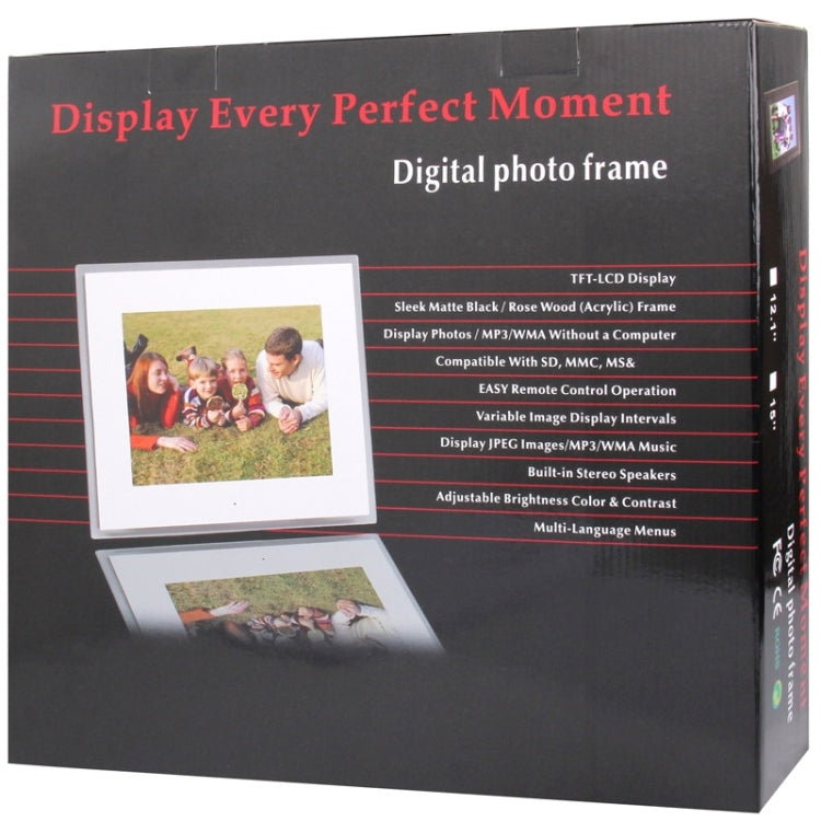 12 inch LED Display Multi-media Digital Photo Frame with Holder & Music & Movie Player, Support USB / SD / Micro SD / MMC / MS / XD Card Input