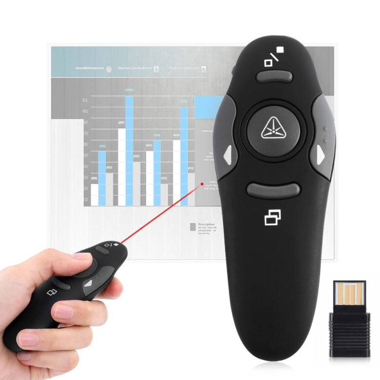 Multimedia Presenter with Laser Pointer & USB Receiver for Projector / PC / Laptop, Control Distance: 15m