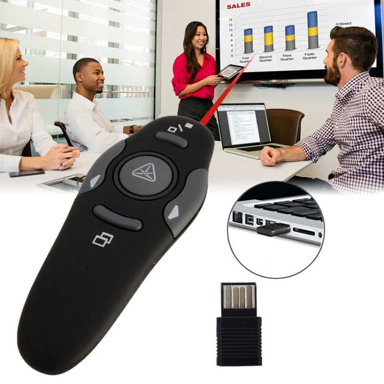 Multimedia Presenter with Laser Pointer & USB Receiver for Projector / PC / Laptop, Control Distance: 15m