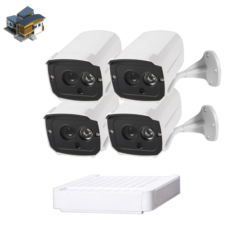 N4B7-Mini/L 4 Ch 720P 1.0 Mega Pixel IP Camera NVR Kit, Support Night Vision / Motion Detection, IR Distance: 20m