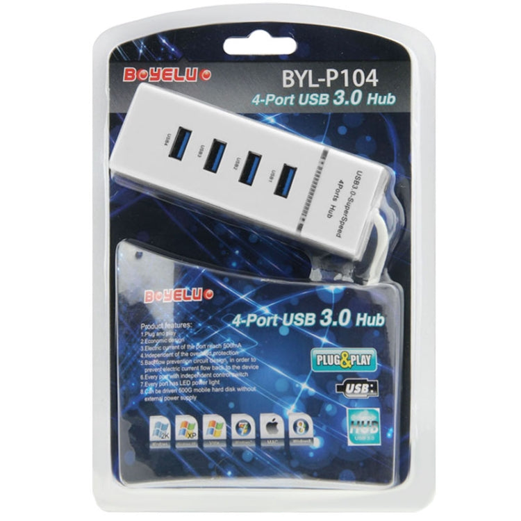 4 Ports USB 3.0 Hub Splitter with LED, Super Speed 5Gbps, BYL-P104