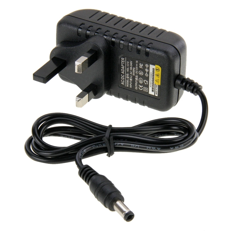 UK Plug AC 100-240V to DC 12V 1A Power Adapter, Tips: 5.5 x 2.1mm, Cable Length: about 90cm