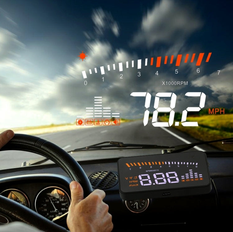X5 HUD 3 inch Universal Multi Car Head Up Display with OBDII EOBD System, Light Sensors, Rotation Speed, Rotation Speed Unit, Unit Mark, Voltage, Water Temperature, Alarm mark
