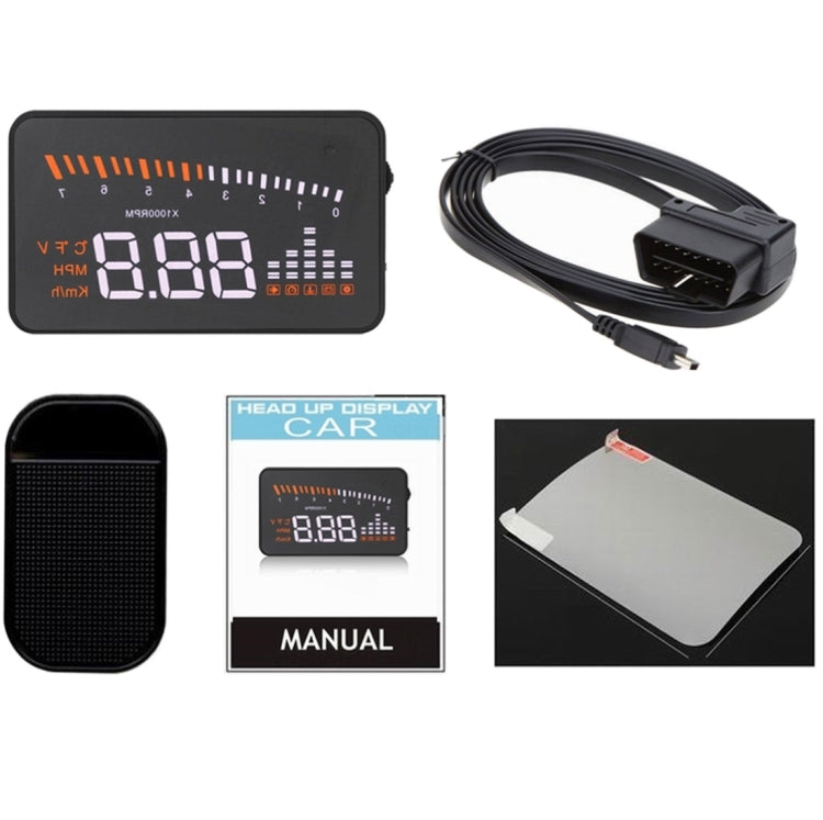 X5 HUD 3 inch Universal Multi Car Head Up Display with OBDII EOBD System, Light Sensors, Rotation Speed, Rotation Speed Unit, Unit Mark, Voltage, Water Temperature, Alarm mark
