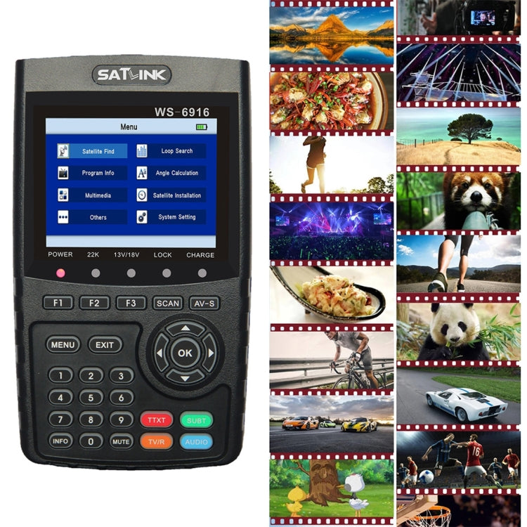 SATLINK WS6916 Digital Satellite Signal Finder Meter, 3.5 inch TFT LCD Screen, Support DVB-S / S2, MPEG-2 / MPEG-4