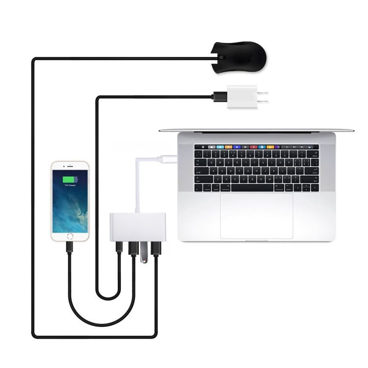 4 in 1 3 x USB 3.0 Ports & USB-C / Type-C Female to USB-C / Type-C Male Hub Splitter Adapter