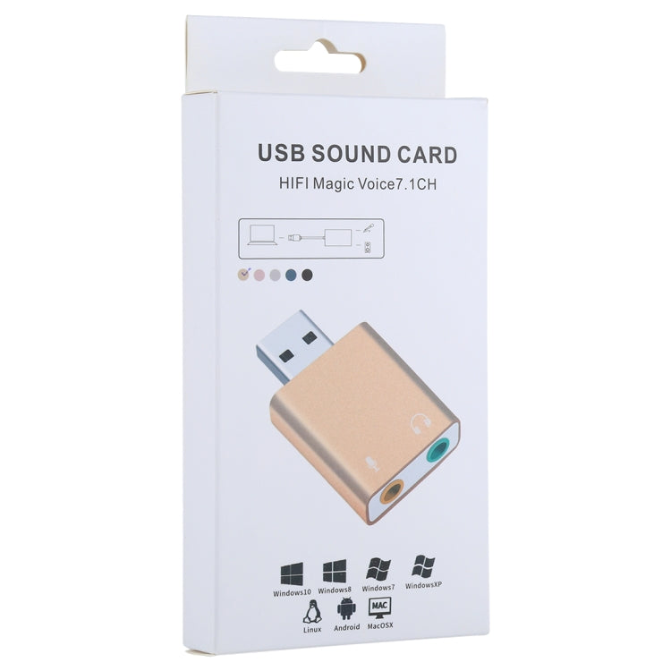 Aluminum Shell 3.5mm Jack External USB Sound Card HIFI Magic Voice 7.1 Channel Adapter Free Drive for Computer, Desktop, Speakers, Headset, Microphone