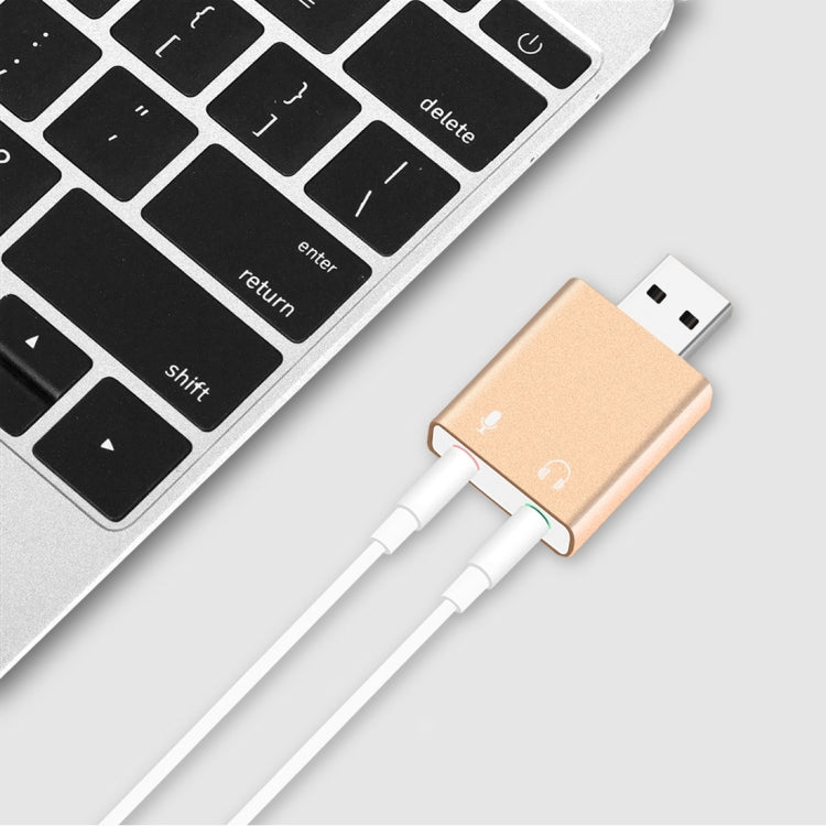 Aluminum Shell 3.5mm Jack External USB Sound Card HIFI Magic Voice 7.1 Channel Adapter Free Drive for Computer, Desktop, Speakers, Headset, Microphone