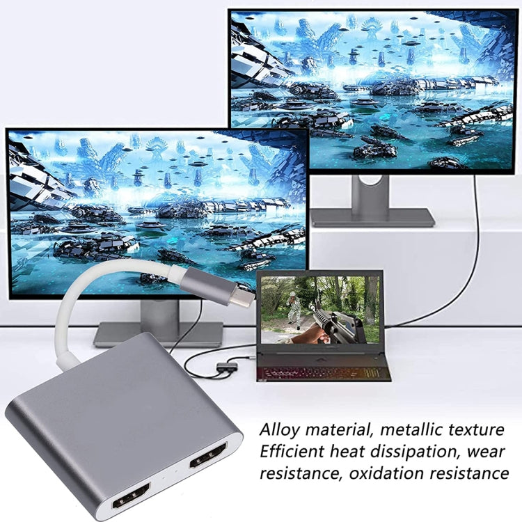 4K Ultra HD Dual HDMI Interface Output to USB-C / Type-C Adapter