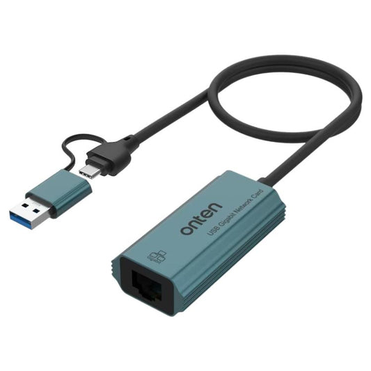 Onten UE101 2 in 1 USB3.0 Gigabit Network Card USB-C/Type-C to Network Port USB Hub