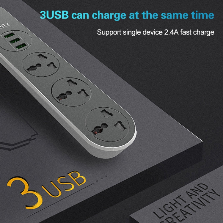LDNIO SC3301 3 x USB Ports Travel Home Office Socket, Cable Length: 1.6m, US Plug