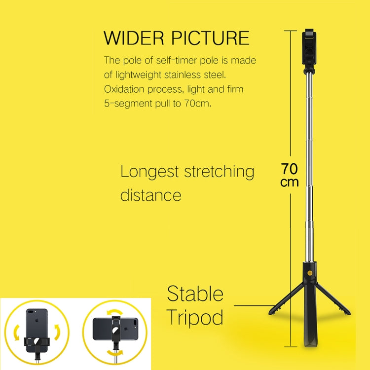 K10 Bluetooth 4.0 Mobile Phone Adjustable Bluetooth Selfie Stick Self-timer Pole Tripod