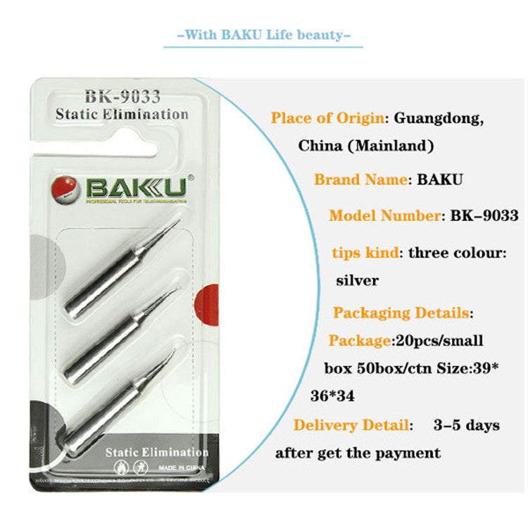 BAKU BK-9033 3 in 1 Lead-free Soldering Iron Tip for Solder Station